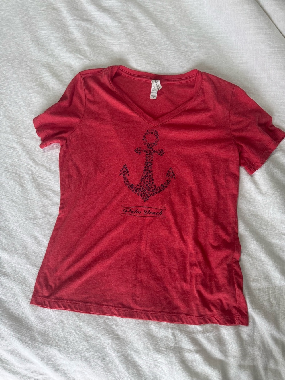 Bella Canvas Coral-Red V-Neck Triblend Tee